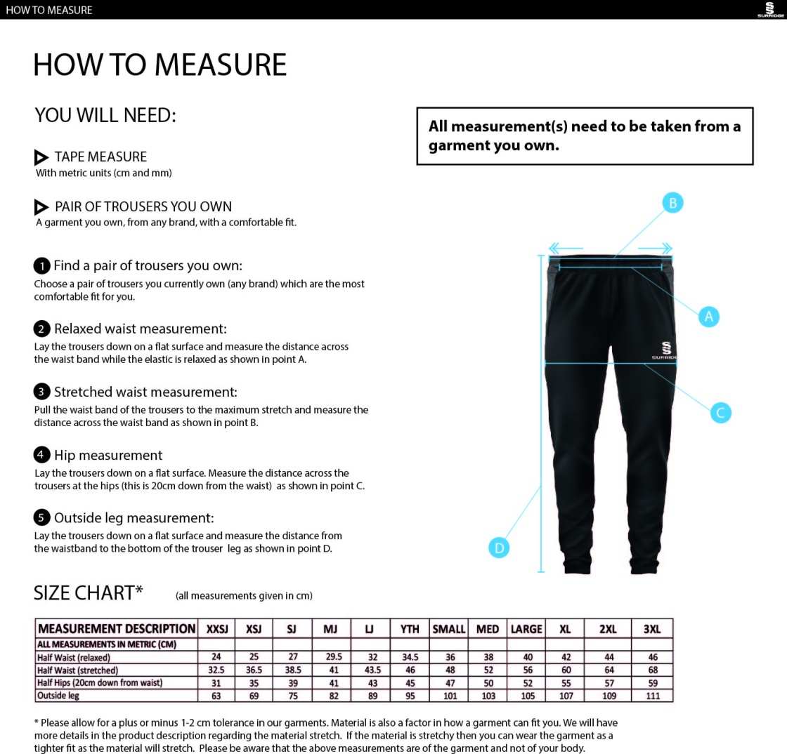 Dundrum Cricket Club - Dual Skinny Pant - Size Guide